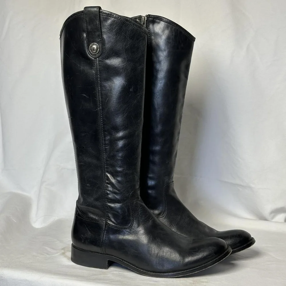 Black Leather Riding Boots - Picture 2 of 8